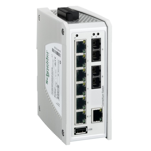 ConneXium Premium Unmanaged Switch - 7 portas para cobre  2 portas para fibra óptica multimodo