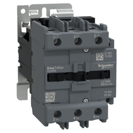 Contator, Easy TeSys Control, LC1E, 3P 3NO, AC-3AC-3e, 440 V, 80 A, bobina de 24 V CC