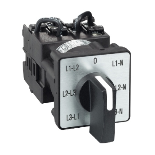 Cam voltmeter switch, 3l e  3ln, 45, 12 a, montagem aparafusada