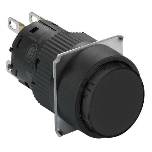 Rodada ø botão preto 16 - retorno por mola flush - 1oc