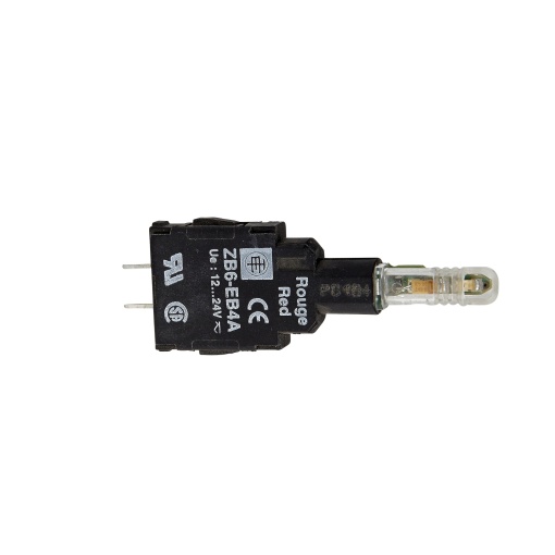 Corpo para luz piloto - zb6 - led branco incorporado - 12..24 v