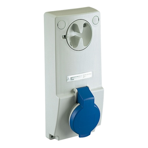 Tomada com encravamento, Mureva PK, montagem em quadro, 32 A, 2PE, 220 V, IP44