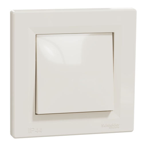 Asfora - Interruptor de 1 polo e 2 vias - 10 A, sem parafusos, IP44, creme