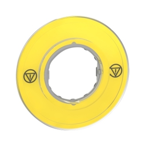 Lenda placa  ø60 for emergência  gency stop switching off push button, plastic, amarela, unmarked