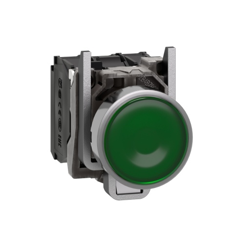 Botão de pressão iluminado verde ø 22  mola encastrada - 120 v - 1no1nc