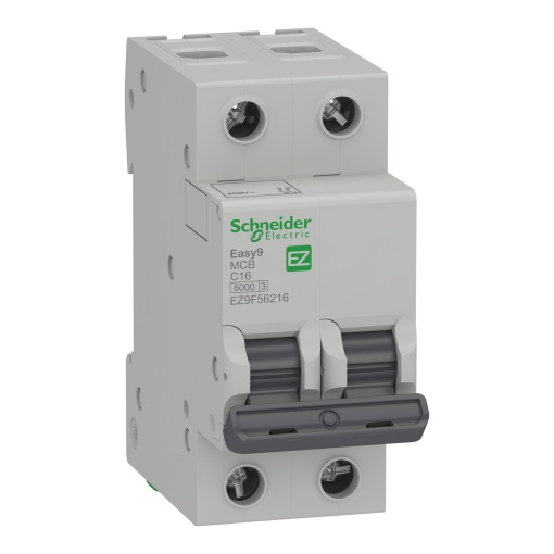 Easy9, disjuntor 2P, 16A, curva C, 6000A IECEN 60898-1