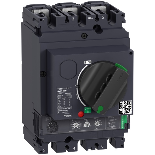 Disjuntor para motores, TeSys GV5, 3 polos, 220 A, Icu 36 kA, termomagnético
