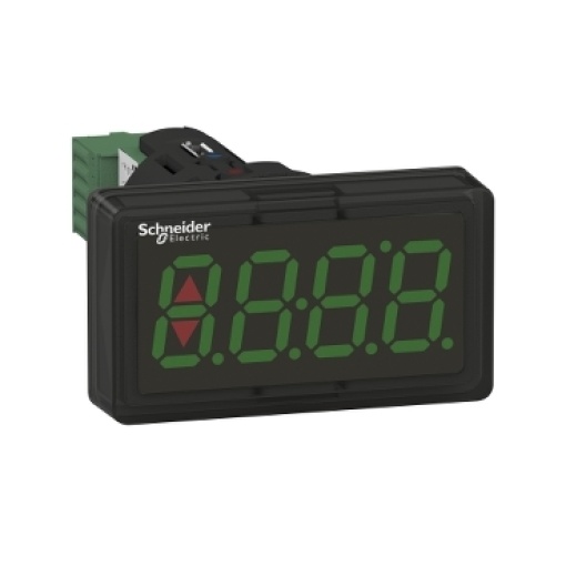 Medidor de painel digital, plástico, preto, Ø22, display LED verde de 4 dígitos, entrada 4...20 mA