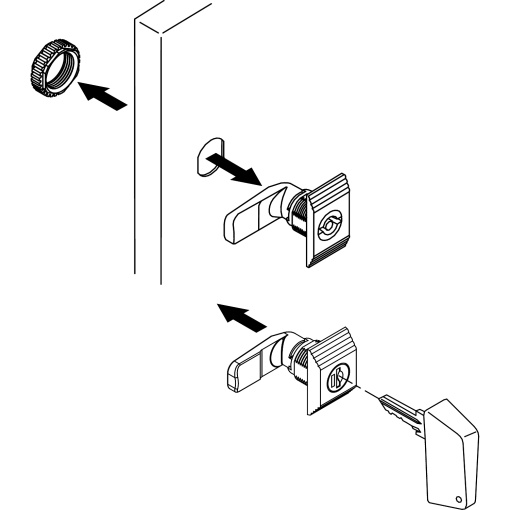 Complete manual handle lock operated with key 220 2 for Spacial CRN enclosure