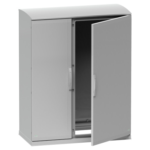 Floor standing encl.polyester vers.PLAZT wopen plinthcanopy 1250x1250x320 IP44