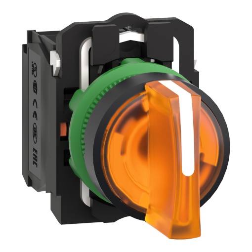 Selector iluminado  laranja 3 posições fijas 24v 1na1nc