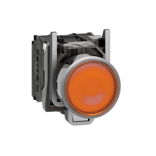 Botão de pressão iluminado amarelo ø 22 - mola encastrada - 24 v - 1no1nc