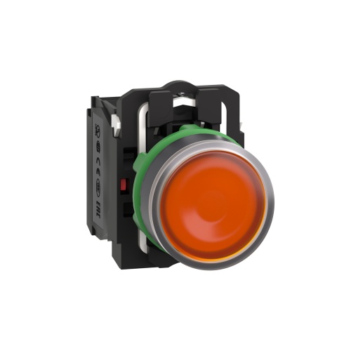 Botão de pressão iluminado amarelo ø 22 - mola encastrada - 120 v - 1no1nc