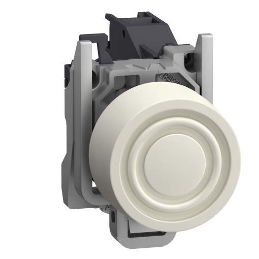 Botão completo, Harmony XB4 - ATEX D, branco saliente com capa protetora, metal, 22 mm, retorno por mola, 1NO