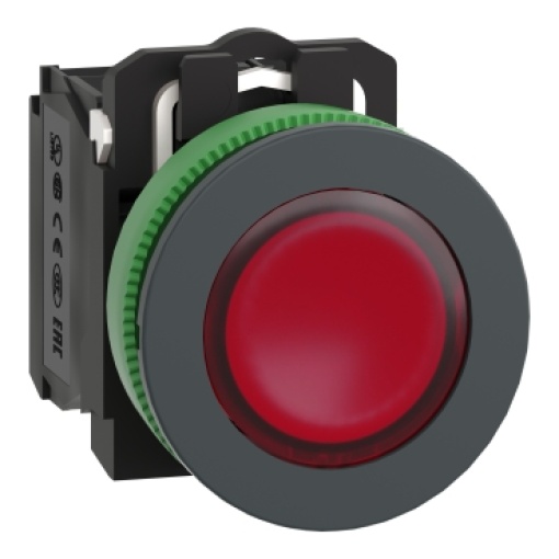 botão flush   luminosous  vermelho  230v ac led 1no 1nc