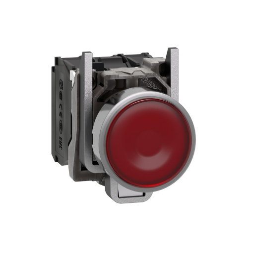 Botão de pressão iluminado vermelho ø 22  mola encastrada - 240 v - 1no1nc