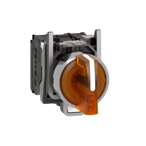 Selector iluminado  laranja 3 posições fijas 230v 1na1nc