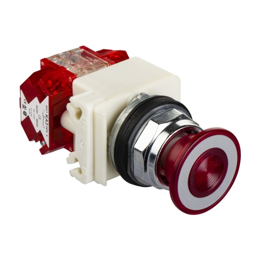 Botão de pressão iluminado ø 30  cabeça de cogumelo ø 41 mm - 2 posições - 24 v