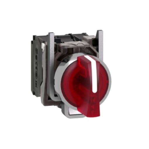 Selector iluminado  vermelho  3 posições fijas 24v ac  dc 1na 1
