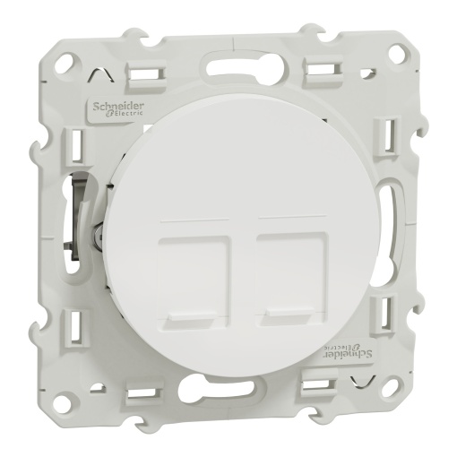 Odace, data socket, 2 sockets, RJ45 cat.6 STP, white