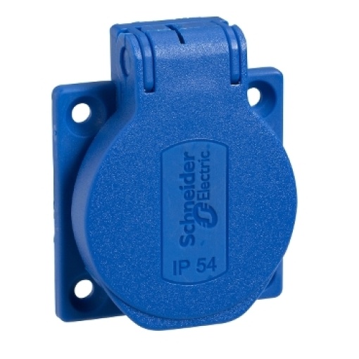 PratiKa socket - blue - 2P  E - 1016 A - 250 V - German - IP54 - flush - side