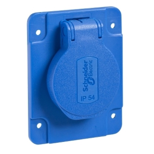 PratiKa socket - blue - 2P  E - 1016 A - 250 V - French - IP54 - flush - back
