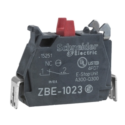 Bloco de contacto único, Harmony XB4, liga de prata, conector Faston, 1 NC, montagem frontal