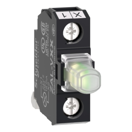 Bloco luminoso, Harmony XALD, XALK, branco, para cabeça 22mm, LED universal, montagem na parte de trás do invólucro, 24V ACDC