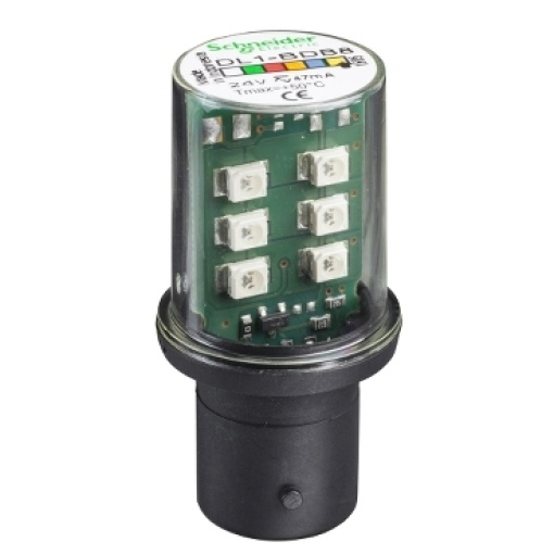 Lâmpada led amarelo para sinalização - ba 15d - 24 v