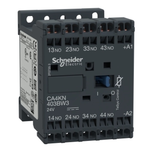 Contactor auxiliar TeSys CA4K - 4NA 24VCC baixo consumo com terminais de mola