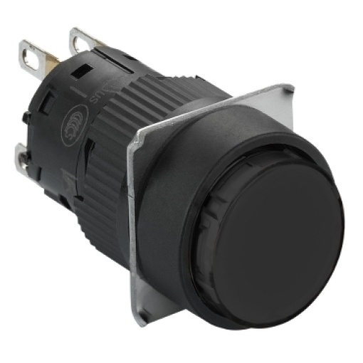 Rodada ø botão preto 16 - retorno por mola flush - 1oc