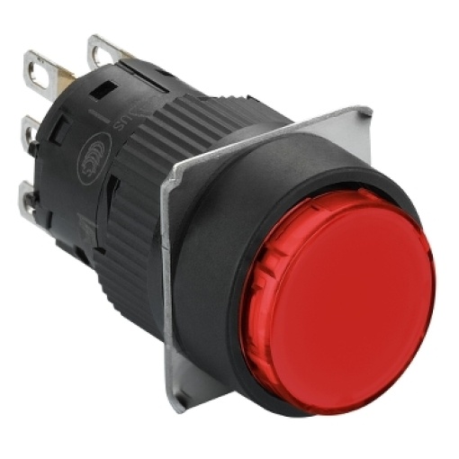Rodada ø botão vermelho 16 - retorno por mola flush - 1oc