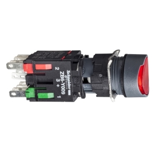 Vermelho flush completa illum botão primavera ø16 retorno 1nc 12 ... 24v