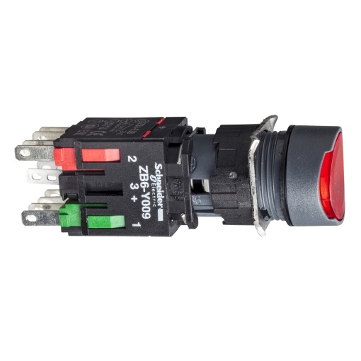 Vermelho flush completa illum botão primavera ø16 retorno 1nc 12 ... 24v
