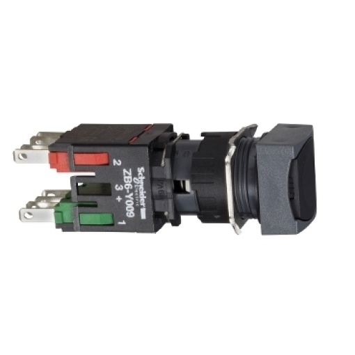 Complete push button, Harmony XB6, black square flush pushbutton Ø 16 spring return 1NO1NC unmarked