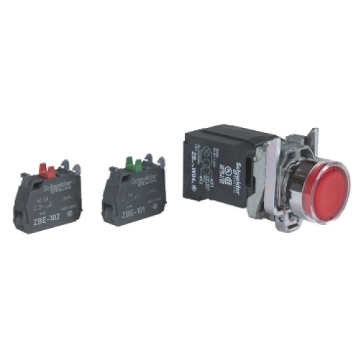 Botão luminosous trafo 230v "no  nc"  vermelho