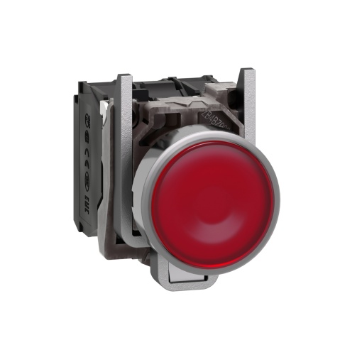 Botão de pressão iluminado vermelho ø 22  mola encastrada - 24 v - 1no1nc