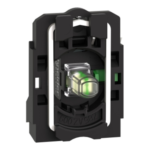 Corpocontacto completo e bloco luminoso, Harmony XB5, plástico, branco, LED universal, corpocolar de fixação, 1NO, 24V ACDC