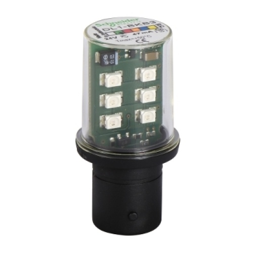 Lâmpada led intermitente verde para sinalização - ba 15d - 24 v