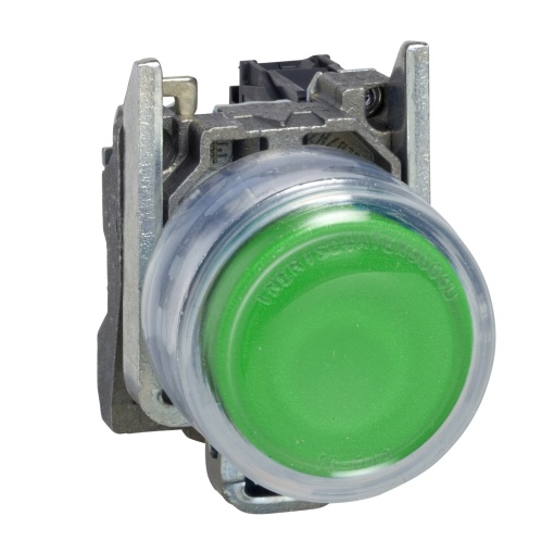 Botão de pressão verde ø 22  mola - 1 no - atex
