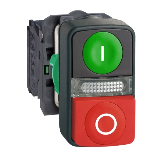 Flush verde  vermelho projetando iluminado botão double-headed ø22 1no  1nc 240v