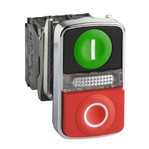Cim een flushred projecting illuminated double-headed pushbutton ø22 1no1nc 240v