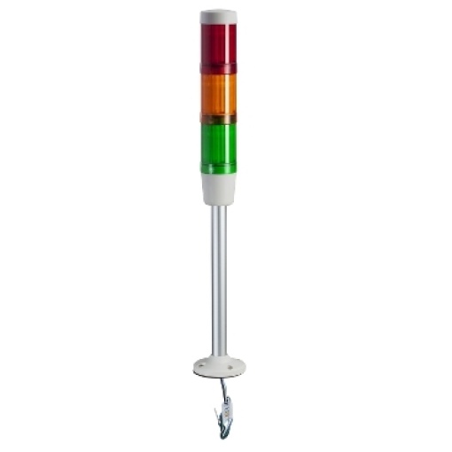 Harmony XVM, Modular tower lights, aluminium, support tube with fixing plate, redorangegreen, Ø45, steady, super bright LED, 24 V ACDC