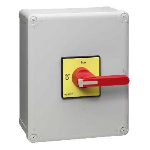 CHAVE SECCIONADORA VARIO EM COFRE IP65 100A MANOPLA VERMELHAAMARELA  VCF5GEN