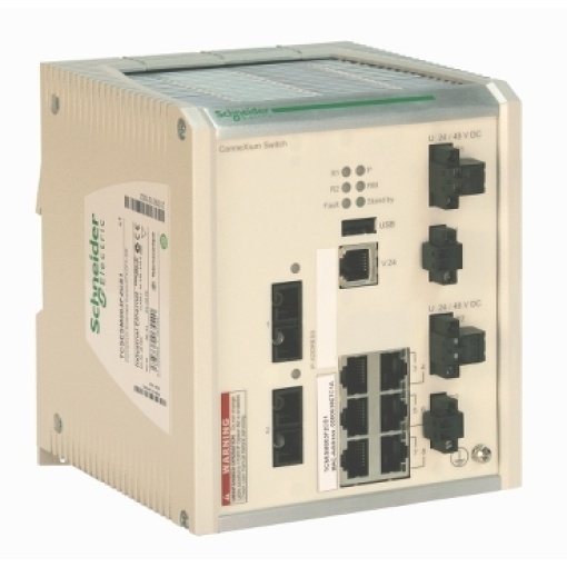 ConneXium Extended Managed Switch - 6 portas para cobre  2 portas para fibra óptica monomodo - revestido