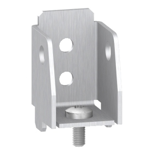 Fixing brackets for internal fixing of vertical rails at the same level of base