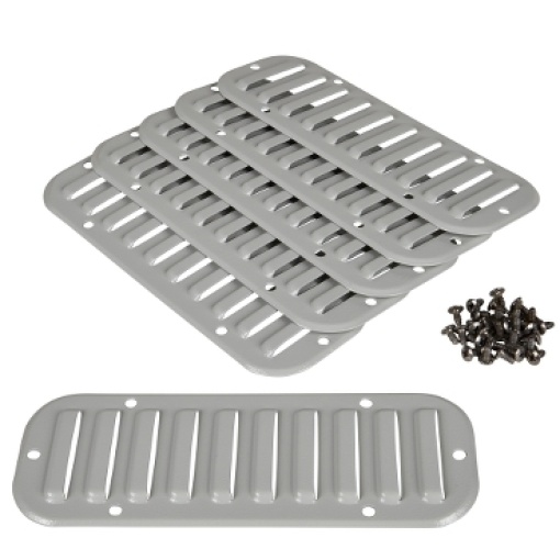 Metal outlet grille cut-out 110x46mm ext dim 144x62mm IP20