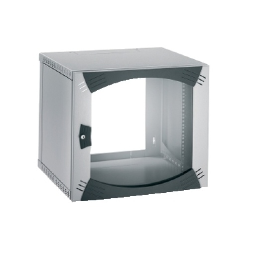 Wall-Mounted Open Box 9U W600 D500 Fixed 19" Glazed Door R7035