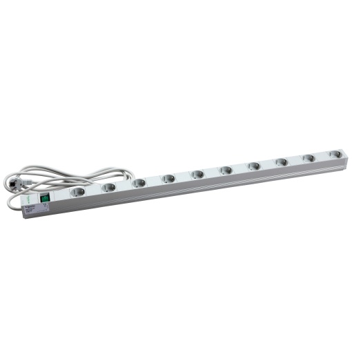 Actassi - vertical power distribution rail - 10 socketsswitch VDE
