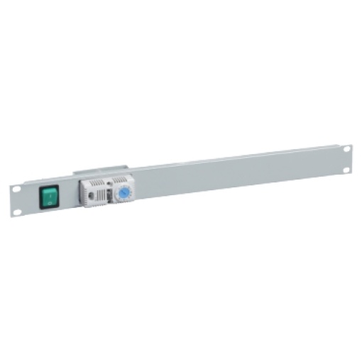 19" front plate1U with switch and thermostat for ventilation in RAL 7016